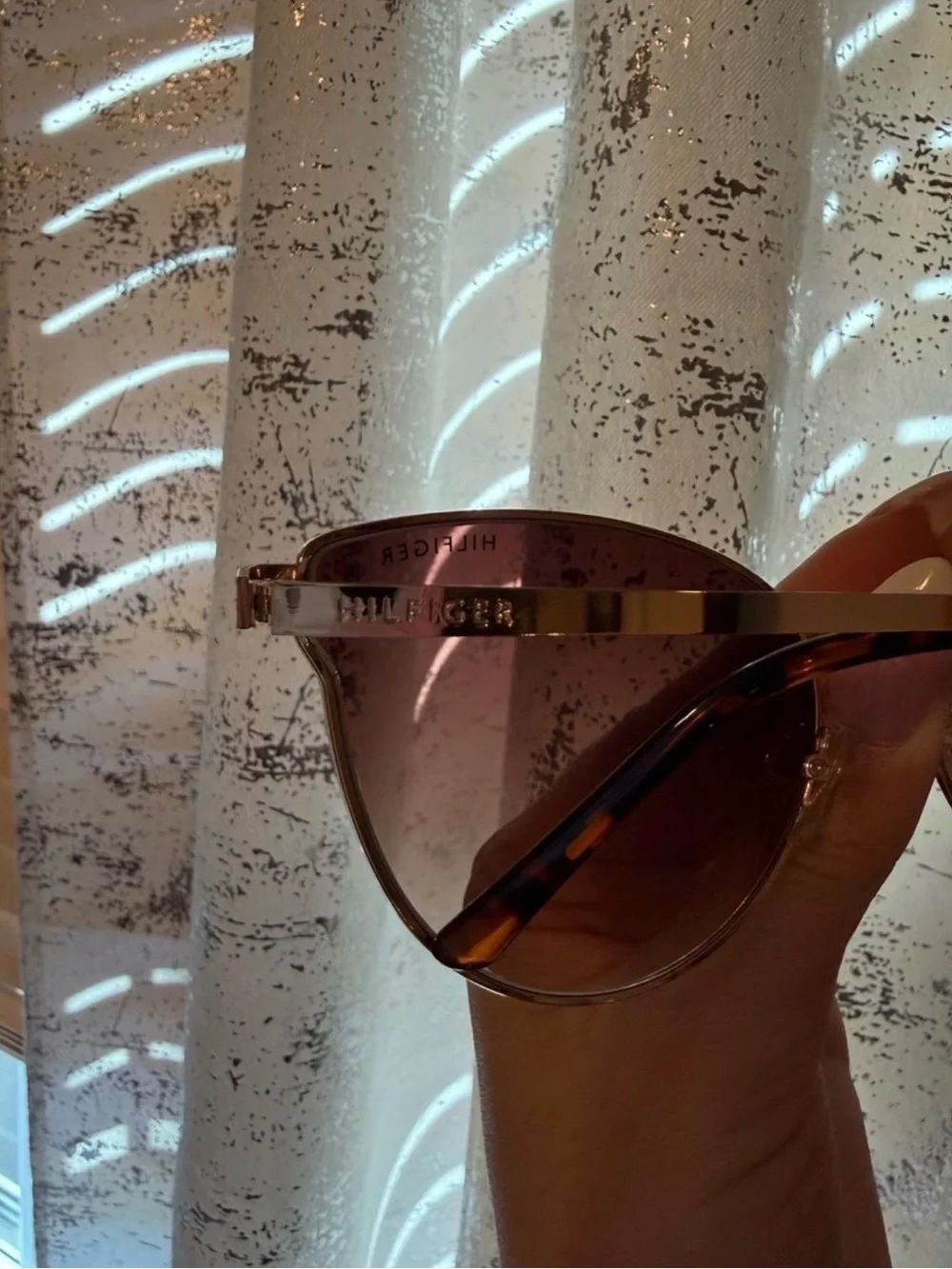 Tommy Hilfiger Gold Frame Sunglasses with Pink Gradient Lenses